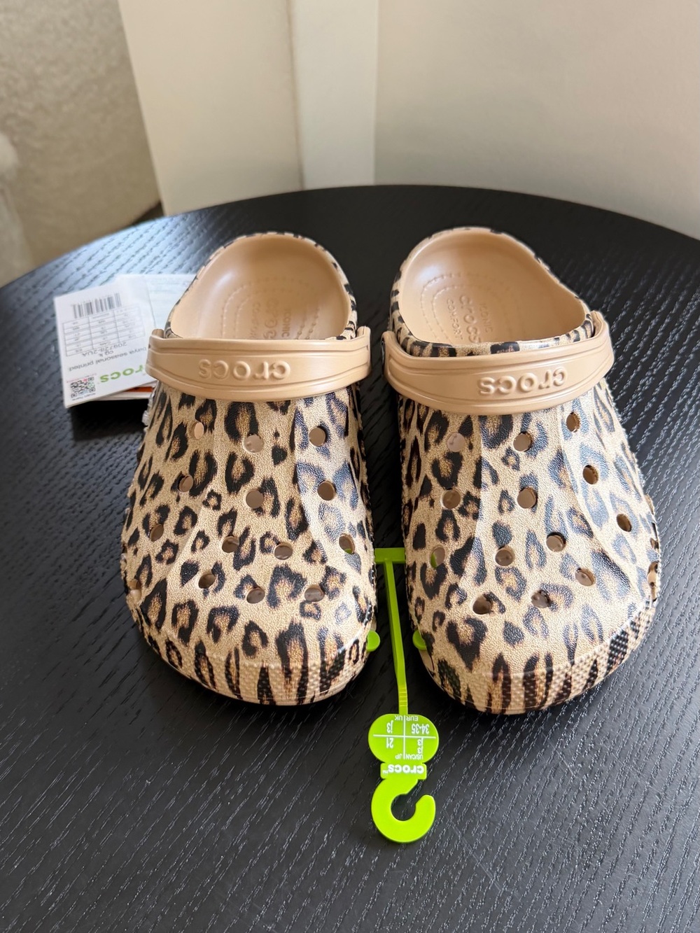 CROCS Kids / women’s Leopard Print Clog in Tan and Black